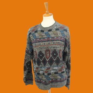 Vintage Knit Grey Tone Sweater 80s M